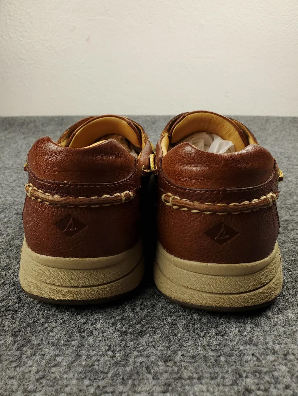Sperry Gold Cup Boat Shoes Mens 13 Ultralite 2 Eye Cognac Brown Pebbled Leather